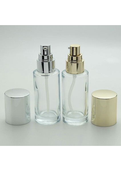 15 Adet Boş Cam Losyon Şişe, 50 Ml, Silindir Model, Şeffaf