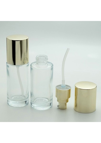 15 Adet Boş Cam Losyon Şişe, 50 Ml, Silindir Model, Şeffaf