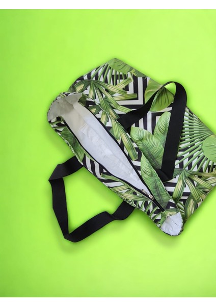 Kadın Yeşil Devetabanı Desenli Plaj Çantası / Omuz Çantası / Tatil Çantası indirimleri