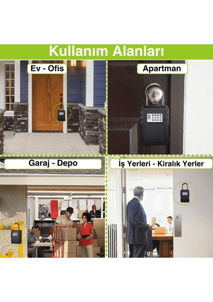 Askılı 4 Haneli Şifreli Anahatar Dolabı Şifreli Anahtar Kasası Airbnb Anahtar Dolabı Çelik Şifreli Anahtar Kutusu