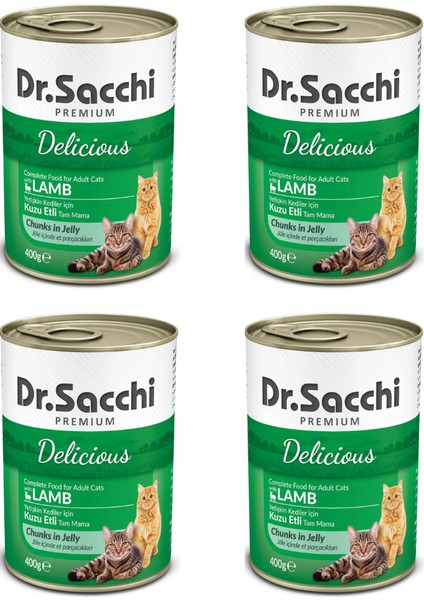 Dr. Sacchi Kuzu Etli Konserve Kedi Maması 4 x 400 gr