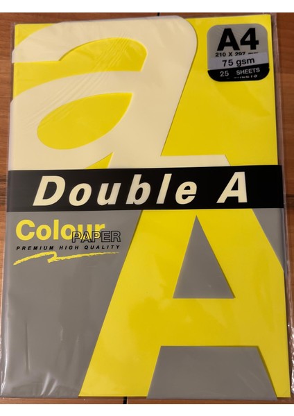 Double A 75 gr 1 Paket 25 Adet Renk Fosforlu Sarı