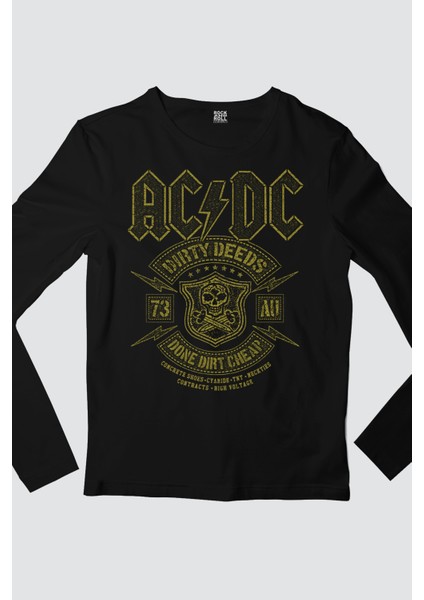 Karlı Acdc Siyah Uzun Kollu Kadın Penye Tişört fiyatları