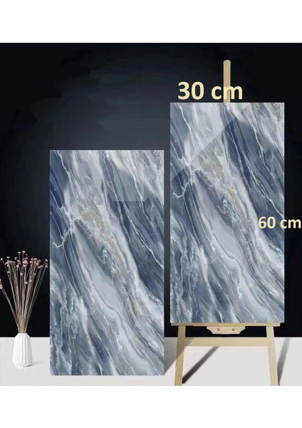 10 Adet 60X30 Mavi Mermer Desenli Kendinden Yapışkanlı Duvar Paneli