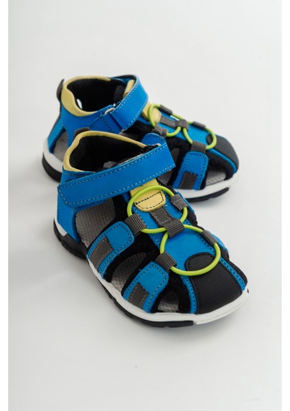 Unisex Çocuk Sax Mavi Deri Ortopedik Outdoor Çocuk Sandalet fiyatları