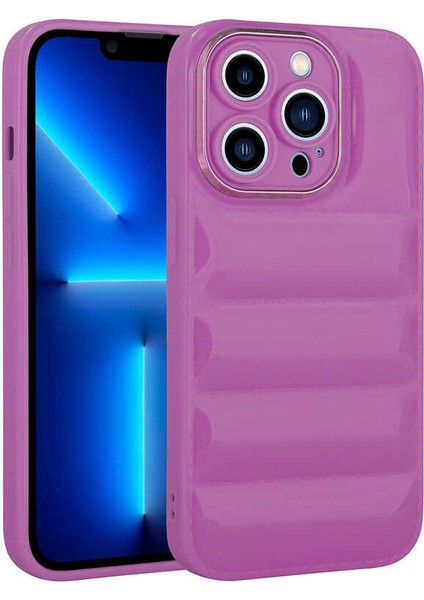 - Apple iPhone 13 Pro - Kılıf Kamera Korumalı Parlak Airbag'li Galya Kapak - Mor - T25266