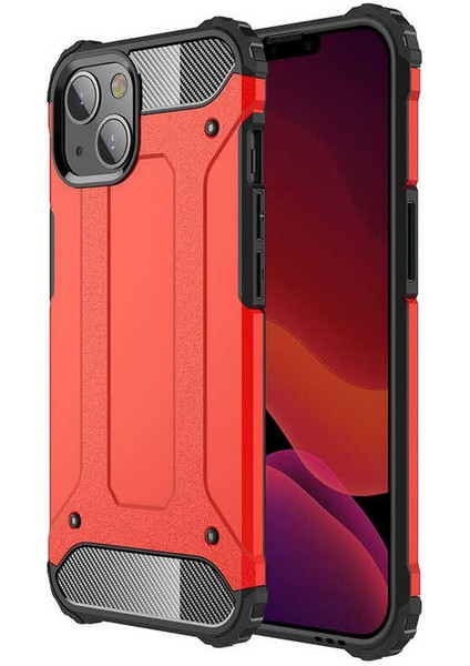 - Apple iPhone 13 - Kılıf Çift Katman Zırh Tank Crash Military Kapak - Kırmızı - T19055