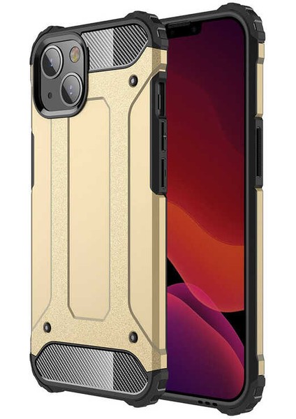 - Apple iPhone 13 - Kılıf Çift Katman Zırh Tank Crash Military Kapak - Gold - T19055