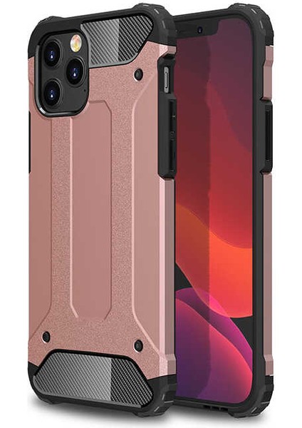 - Apple iPhone 12 Pro - Kılıf Çift Katman Zırh Tank Crash Military Kapak - Rose Gold - T14201