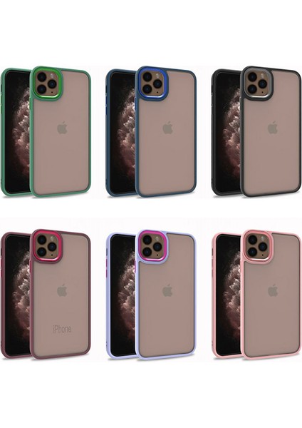 - Apple iPhone 12 Pro - Kılıf Arkası Şeffaf Kamera Çevresi Parlak Zıt Renkli Flora Kapak - Lila