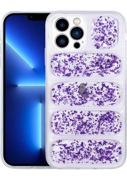 - Apple iPhone 12 Pro - Kılıf Kamera Korumalı Simli Airbag'li Dalga Kapak - Mor - T23459