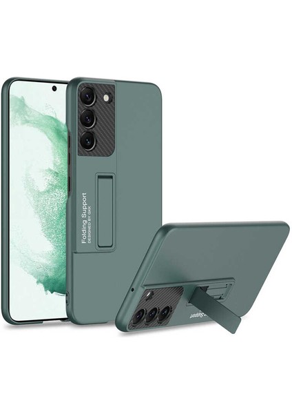 - Samsung Galaxy S22 Plus - Kılıf Koruyucu Sert Standlı Ays Kapak - Koyu Yeşil