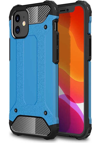 - Apple iPhone 12 - Kılıf Çift Katman Zırh Tank Crash Military Kapak - Mavi - T14202