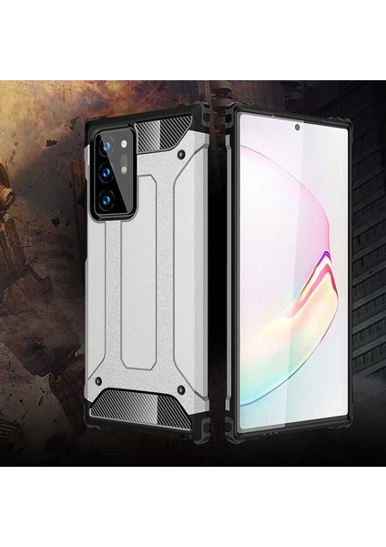 - Galaxy Note 20 Ultra - Kılıf Çift Katman Zırh Tank Crash Military Kapak
