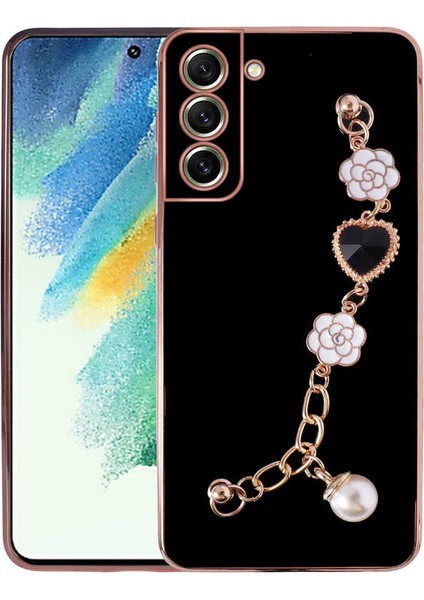 - Samsung Galaxy S21 FE - Kılıf El Tutamaçlı Kamera Korumalı Taka Silikon Kapak - Siyah - T23486