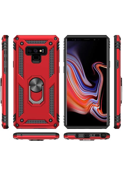 - Galaxy Note 9 - Kılıf Yüzüklü Çift Katman Zırh Tank Vega Kapak