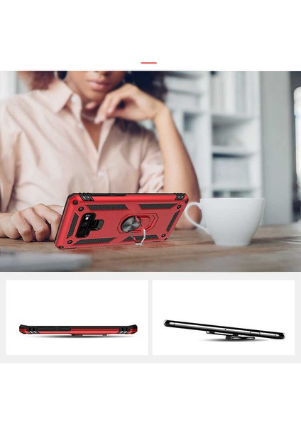- Galaxy Note 9 - Kılıf Yüzüklü Çift Katman Zırh Tank Vega Kapak