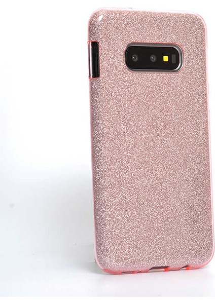 - Samsung Galaxy S10E - Kılıf Simli Koruyucu Shining Silikon - Rose Gold