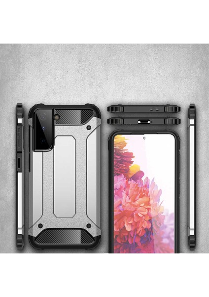 - Samsung Galaxy S21 Plus - Kılıf Çift Katman Zırh Tank Crash Military Kapak - Rose Gold - T16043 fırsatları