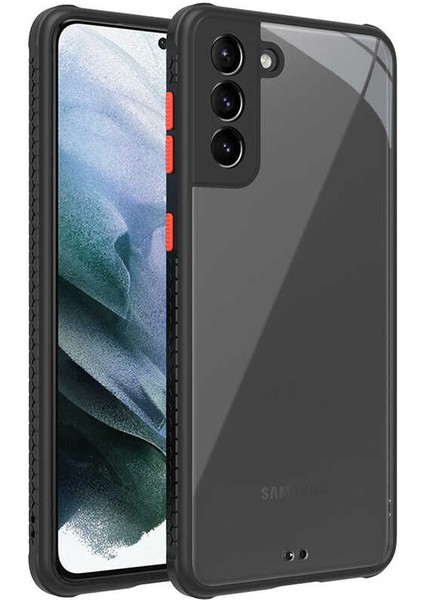 - Samsung Galaxy S21 Plus - Kılıf ​​Arkası Şeffaf Sert Kaff Kapak - Siyah