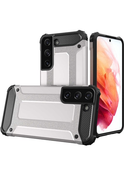 - Samsung Galaxy S22 - Kılıf Çift Katman Zırh Tank Crash Military Kapak - Gri - T20114