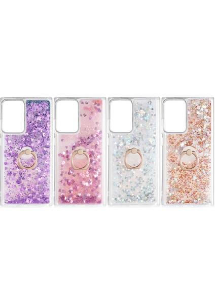 - Samsung Galaxy Note 20 Ultra - Kılıf Yüzüklü Simli Sıvılı Milce Kapak - Gümüş - T14333 modelleri