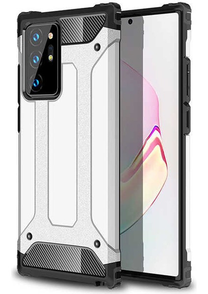 - Samsung Galaxy Note 20 Ultra - Kılıf Çift Katman Zırh Tank Crash Military Kapak - Gri - T14182