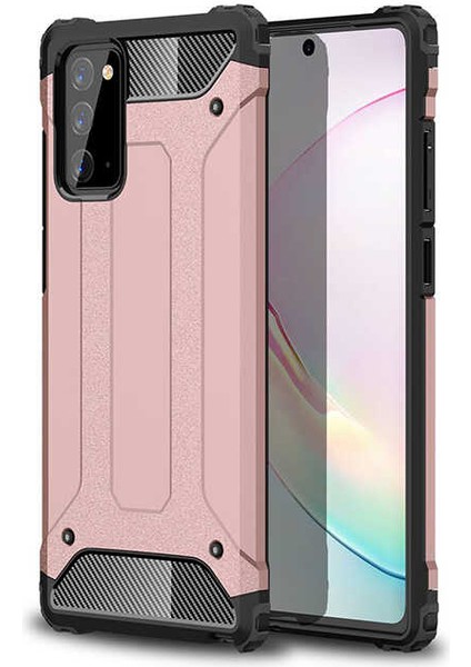 - Samsung Galaxy Note 20 - Kılıf Çift Katman Zırh Tank Crash Military Kapak - Rose Gold - T14179