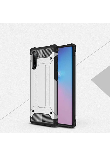 - Samsung Galaxy Note 10 - Kılıf Çift Katman Zırh Tank Crash Military Kapak - Gri - T9662