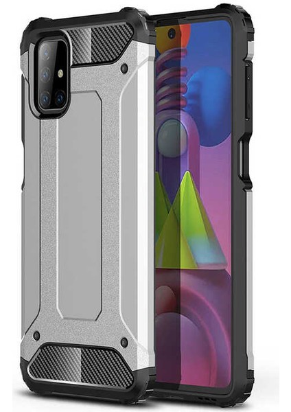 - Samsung Galaxy M51 - Kılıf Çift Katman Zırh Tank Crash Military Kapak - Gri - T15248