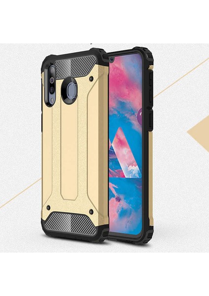 - Samsung Galaxy M30 - Kılıf Çift Katman Zırh Tank Crash Military Kapak - Gold - T8004