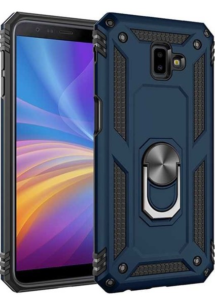 - Galaxy J6 Plus - Kılıf Yüzüklü Çift Katman Zırh Tank Vega Kapak