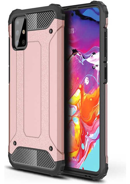 - Samsung Galaxy M31S - Kılıf Çift Katman Zırh Tank Crash Military Kapak - Rose Gold - T14995