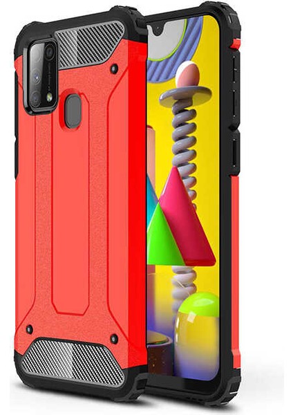 - Samsung Galaxy M31 - Kılıf Çift Katman Zırh Tank Crash Military Kapak - Kırmızı - T12871
