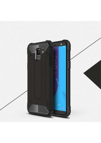 - Samsung Galaxy J6 - Kılıf Çift Katman Zırh Tank Crash Military Kapak - Siyah - T5093