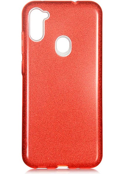 - Samsung Galaxy M11 - Kılıf Simli Koruyucu Shining Silikon - Kırmızı - T13723