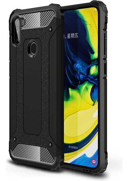 - Samsung Galaxy M11 - Kılıf Çift Katman Zırh Tank Crash Military Kapak - Siyah - T13079