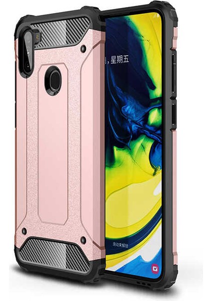 - Samsung Galaxy M11 - Kılıf Çift Katman Zırh Tank Crash Military Kapak - Rose Gold - T13079