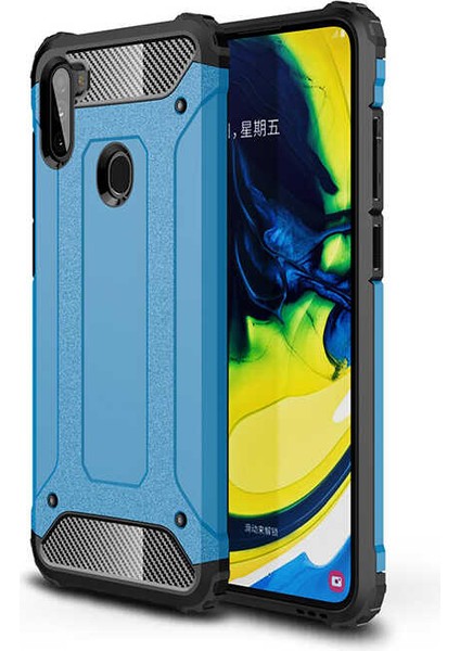 - Samsung Galaxy M11 - Kılıf Çift Katman Zırh Tank Crash Military Kapak - Mavi - T13079