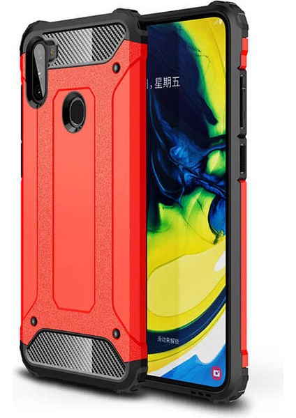 - Samsung Galaxy M11 - Kılıf Çift Katman Zırh Tank Crash Military Kapak - Kırmızı - T13079