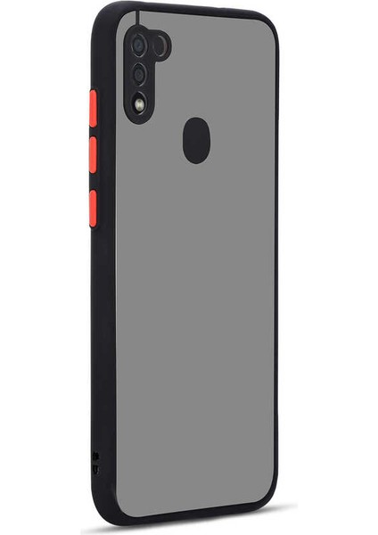 - Samsung Galaxy M11 - Kılıf Arkası Buzlu Renkli Düğmeli Hux Kapak - Siyah - T14538