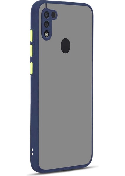 - Samsung Galaxy M11 - Kılıf Arkası Buzlu Renkli Düğmeli Hux Kapak - Lacivert - T14538