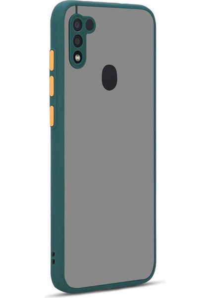 - Samsung Galaxy M11 - Kılıf Arkası Buzlu Renkli Düğmeli Hux Kapak - Koyu Yeşil - T14538