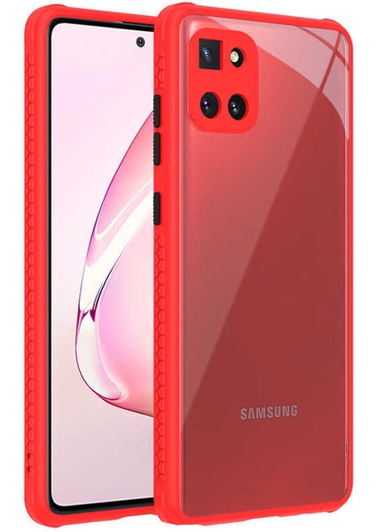 - Galaxy A81 (Note 10 Lite) - Kılıf ​​kenarları Tırtıklı Renkli Düğmeli Kaff Kapak