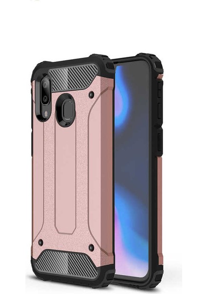 - Samsung Galaxy A40 - Kılıf Çift Katman Zırh Tank Crash Military Kapak - Rose Gold - T15085