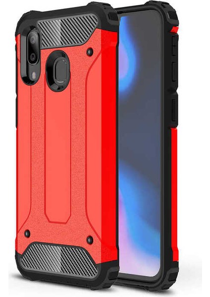 - Samsung Galaxy A40 - Kılıf Çift Katman Zırh Tank Crash Military Kapak - Kırmızı - T15085