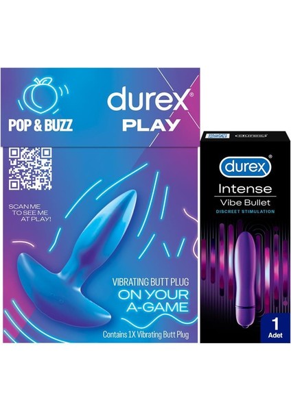 Titreşimli  Plug Tıkaç + Durex Intense Vibe Bullet Titreşimli Vibratör