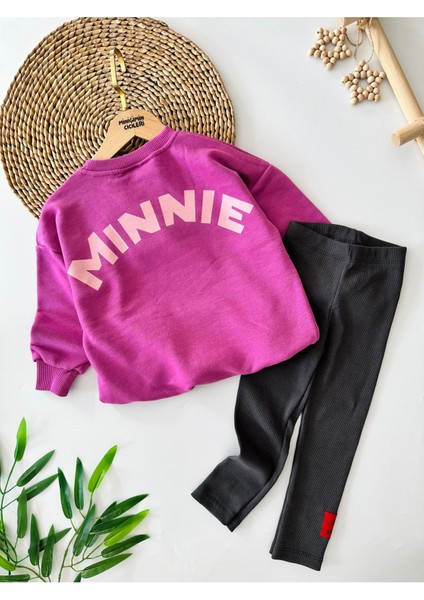 Mnn Baskılı Kız Çocuk Tunik Taytlı takım - Mor fiyatları