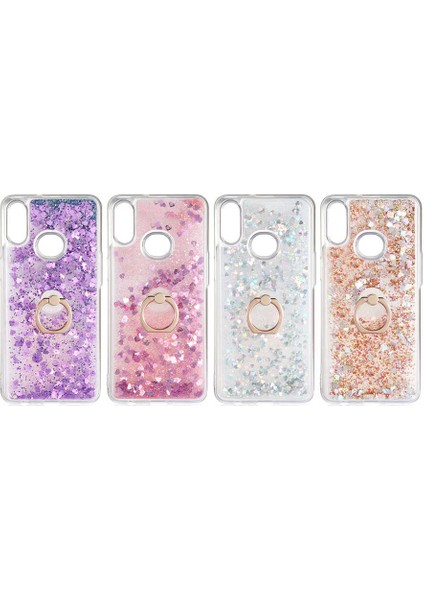 - Samsung Galaxy A10S - Kılıf Yüzüklü Simli Sıvılı Milce Kapak - Gold - T14323 modelleri
