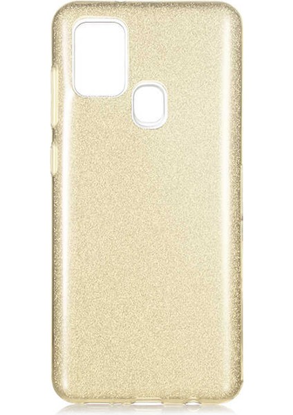 - Samsung Galaxy A21S - Kılıf Simli Koruyucu Shining Silikon - Gold - T13787